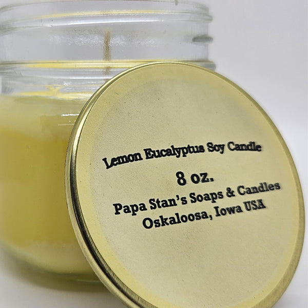 Lemon Eucalyptus Soy Candle by Papa Stan's of Iowa
